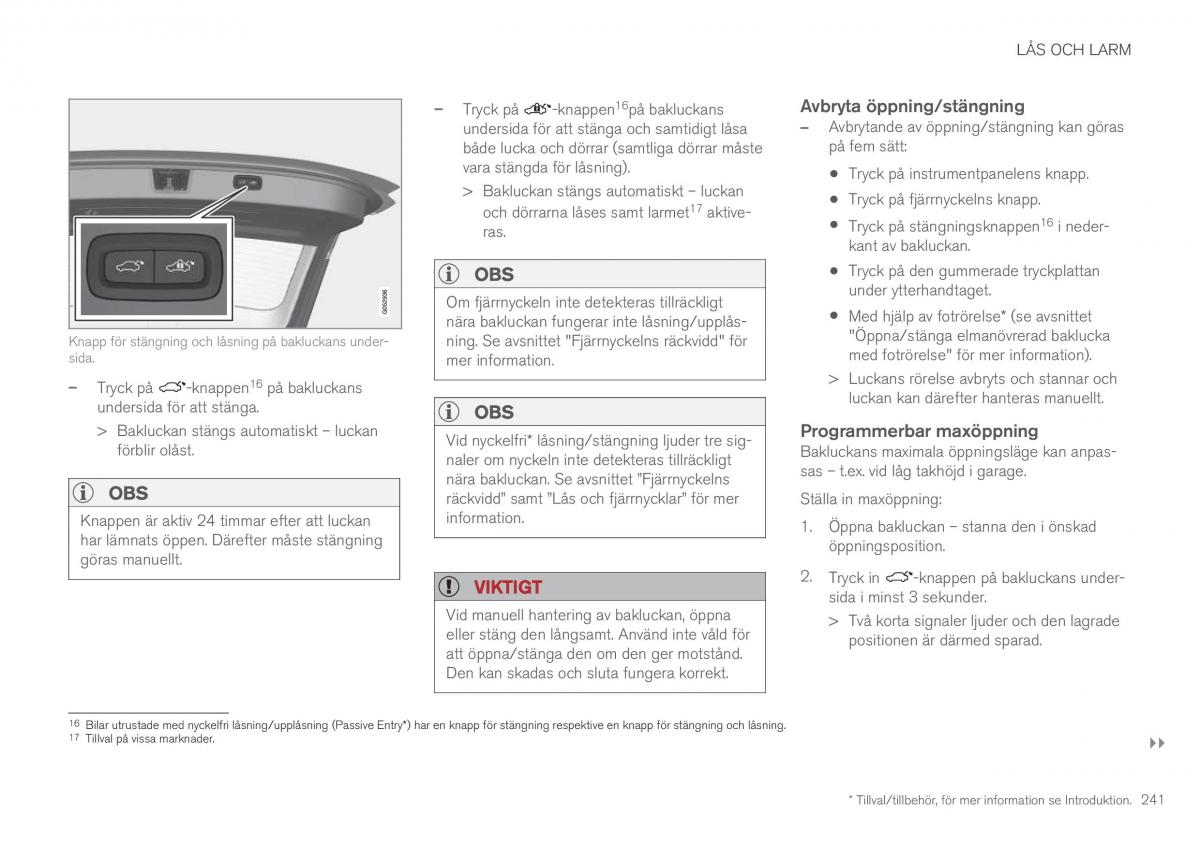 Volvo XC90 II 2 instruktionsbok / page 243