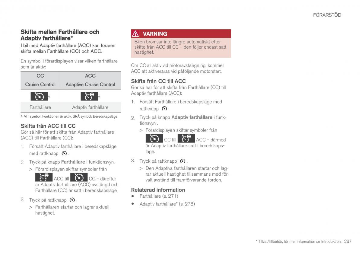 Volvo XC90 II 2 instruktionsbok / page 289