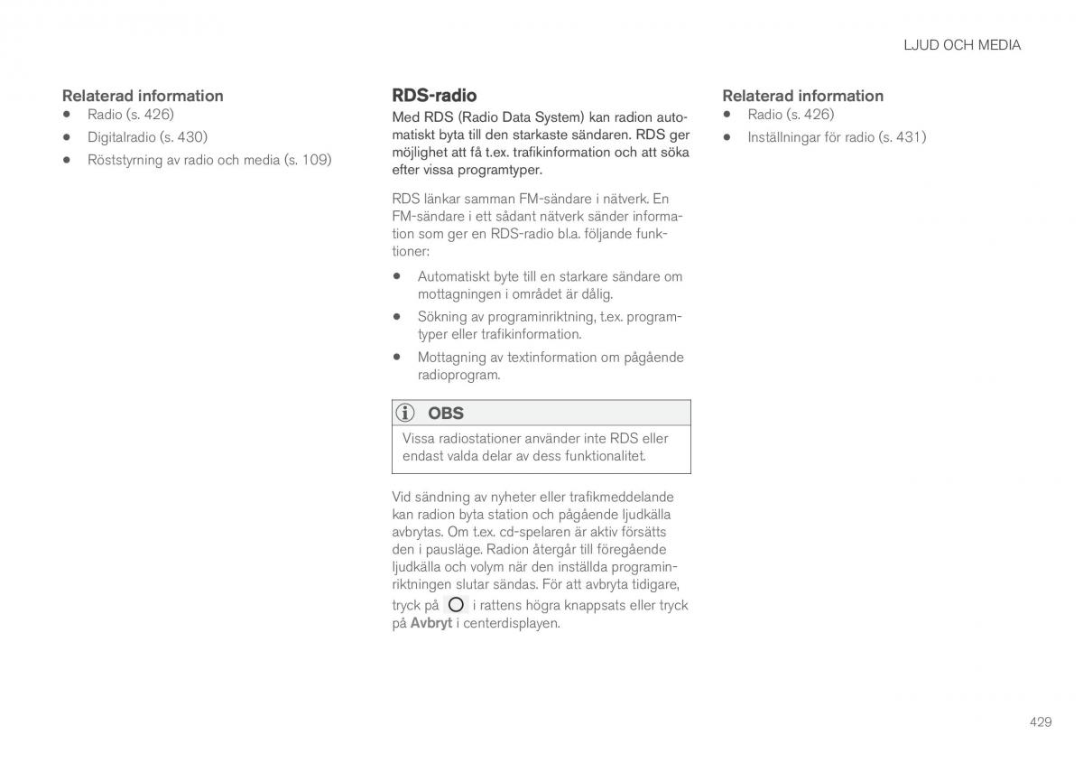 Volvo XC90 II 2 instruktionsbok / page 431