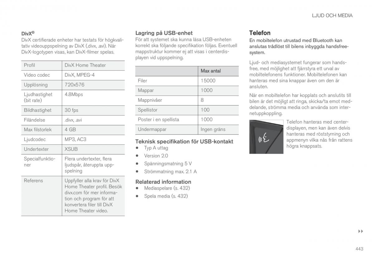 Volvo XC90 II 2 instruktionsbok / page 445