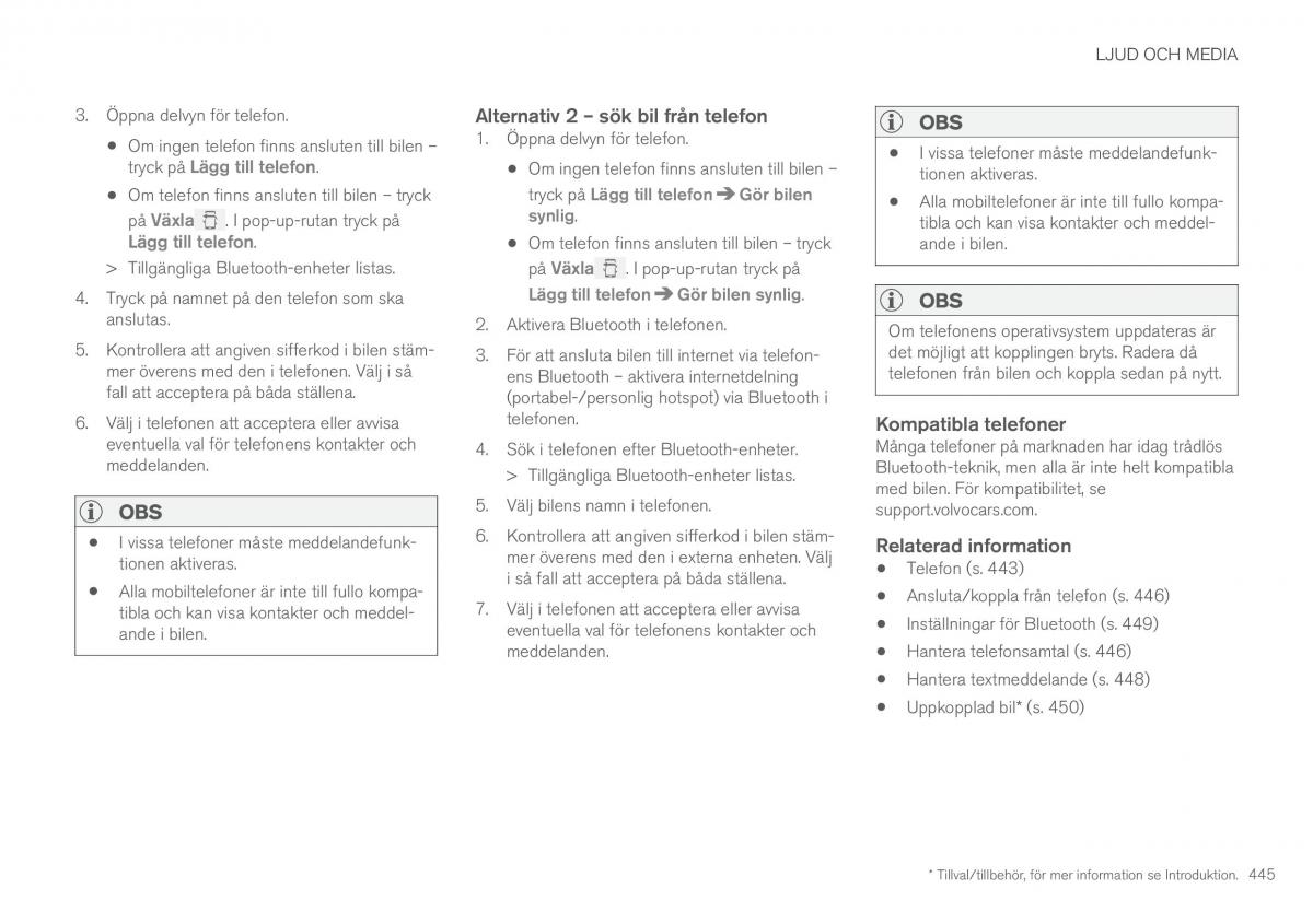 Volvo XC90 II 2 instruktionsbok / page 447