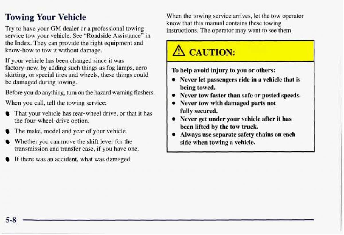 Chevrolet GMC Suburban VIII 8 owners manual / page 245