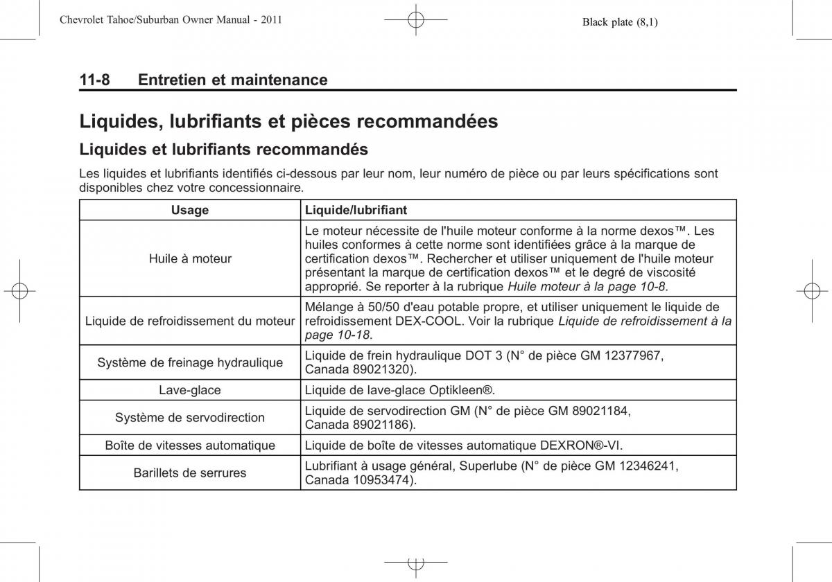 Chevrolet GMC Suburban X 10 manuel du proprietaire / page 546