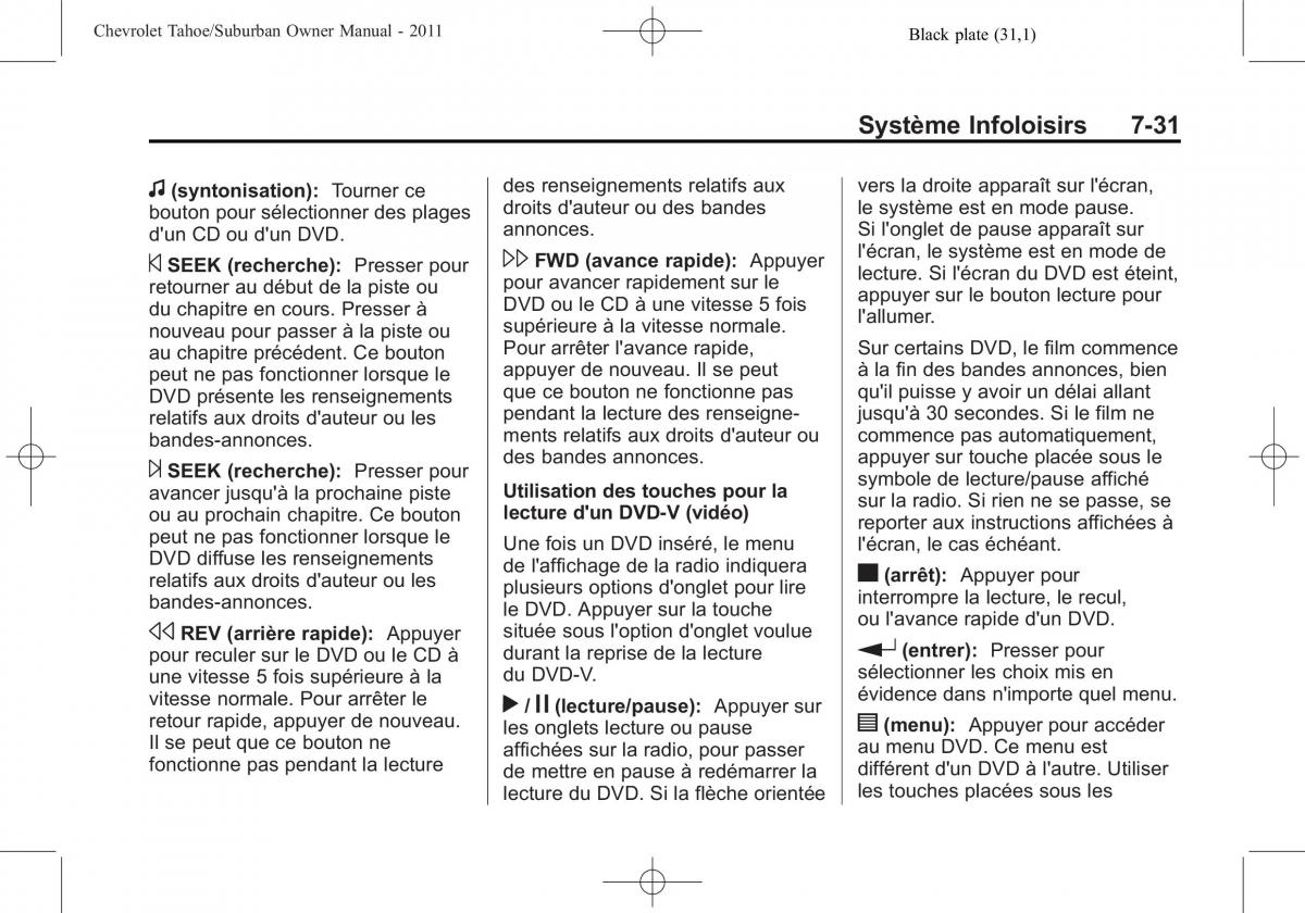 Chevrolet GMC Suburban X 10 manuel du proprietaire / page 267