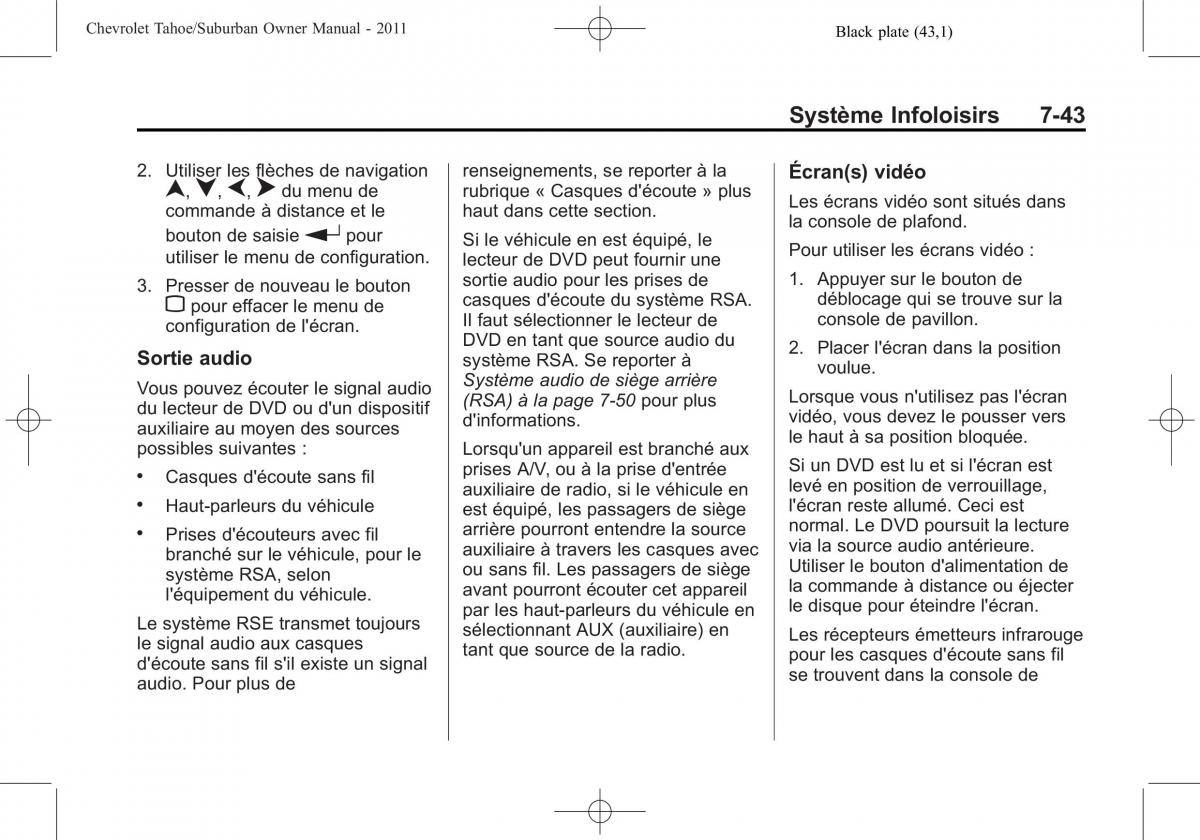 Chevrolet GMC Suburban X 10 manuel du proprietaire / page 279