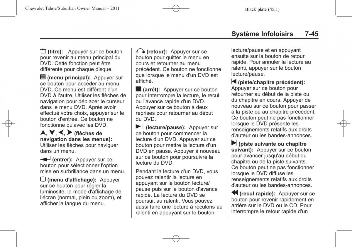 Chevrolet GMC Suburban X 10 manuel du proprietaire / page 281