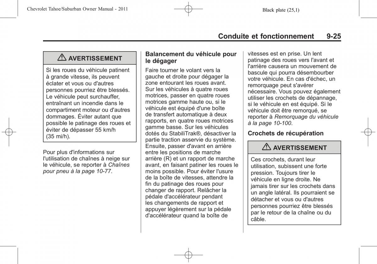 Chevrolet GMC Suburban X 10 manuel du proprietaire / page 335