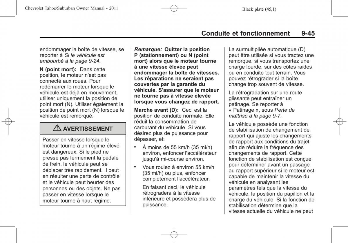 Chevrolet GMC Suburban X 10 manuel du proprietaire / page 355