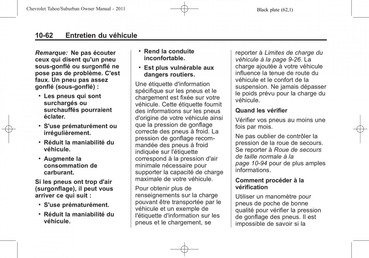 Chevrolet GMC Suburban X 10 manuel du proprietaire / page 484