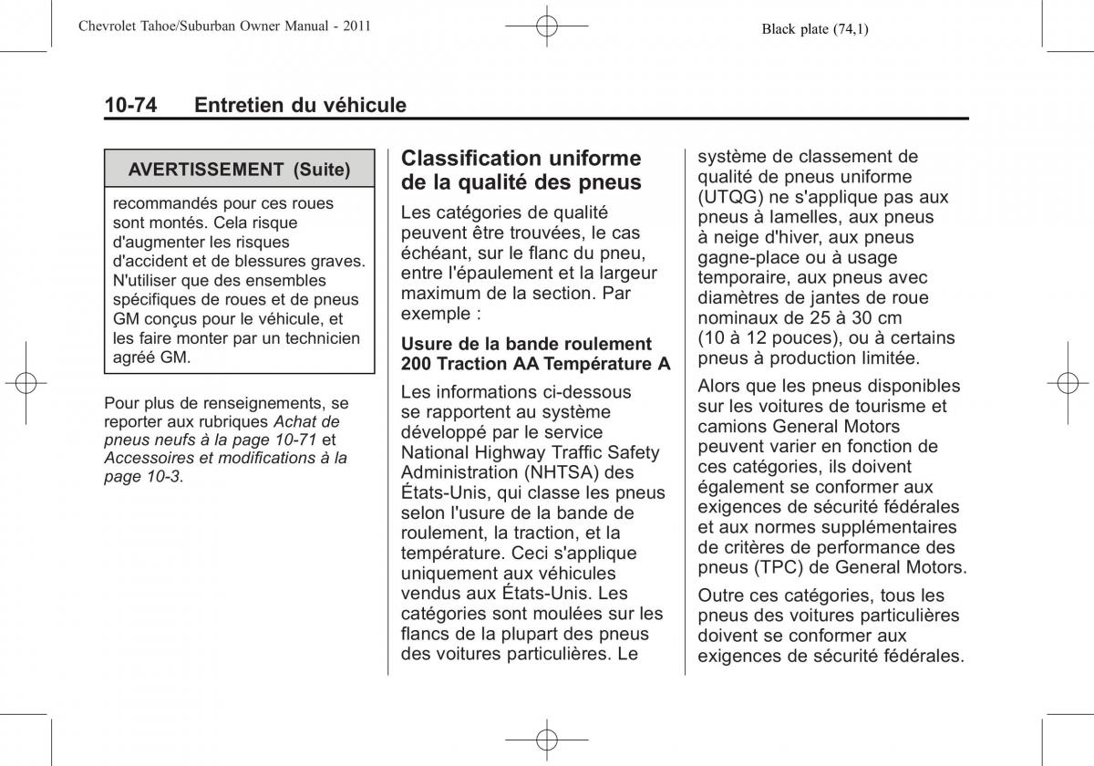 Chevrolet GMC Suburban X 10 manuel du proprietaire / page 496