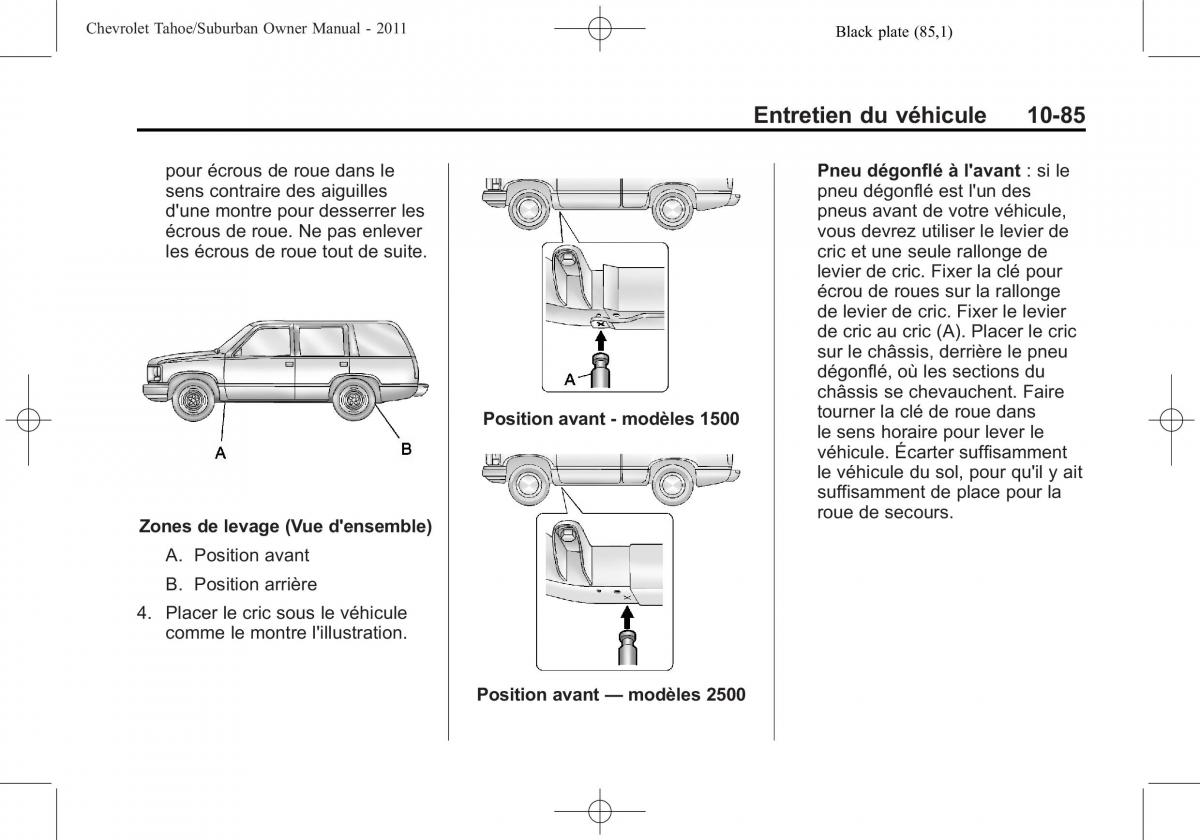 Chevrolet GMC Suburban X 10 manuel du proprietaire / page 507