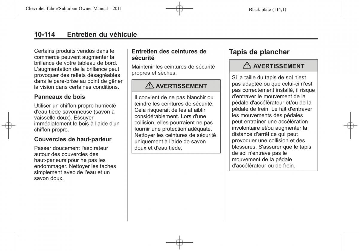 Chevrolet GMC Suburban X 10 manuel du proprietaire / page 536