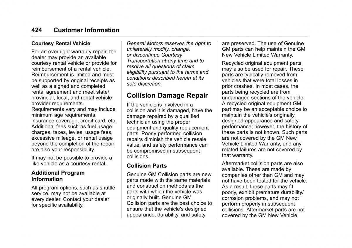 Chevrolet GMC Suburban XI 11 owners manual / page 425