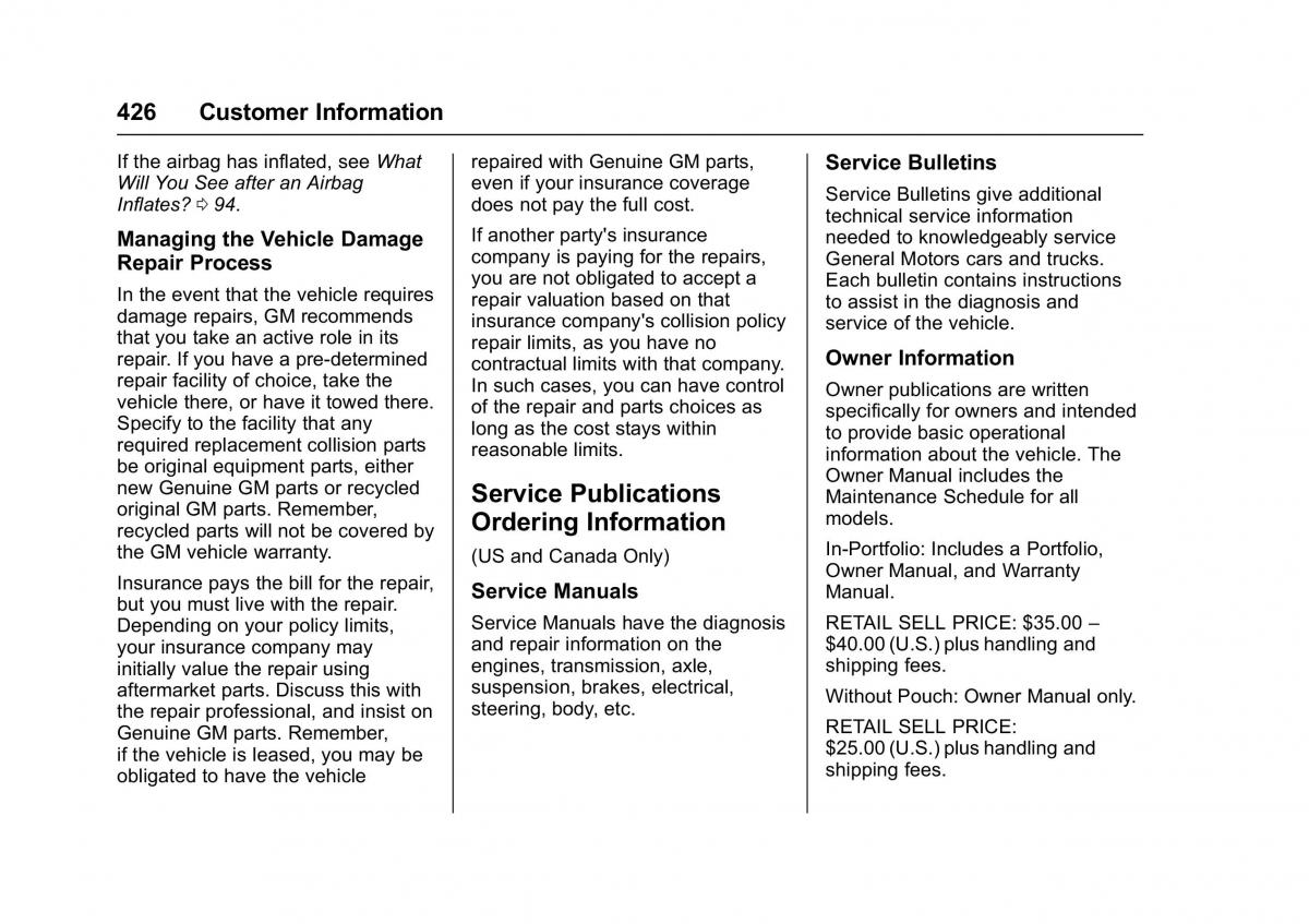 Chevrolet GMC Suburban XI 11 owners manual / page 427