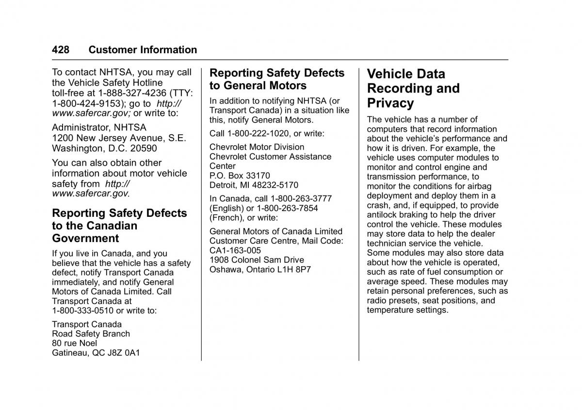 Chevrolet GMC Suburban XI 11 owners manual / page 429