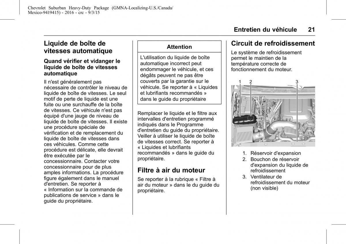 Chevrolet GMC Suburban XI 11 manuel du proprietaire / page 21