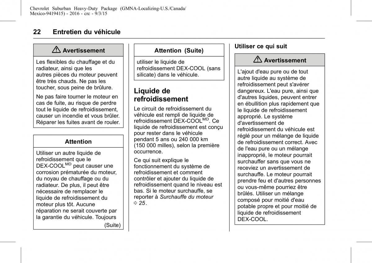 Chevrolet GMC Suburban XI 11 manuel du proprietaire / page 22