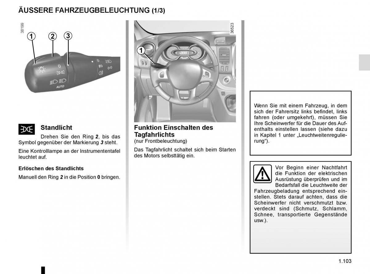 Renault Trafic III 3 Handbuch / page 109