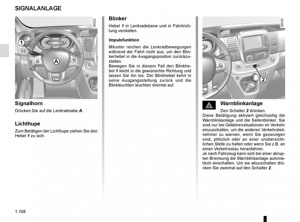 Renault Trafic III 3 Handbuch / page 114