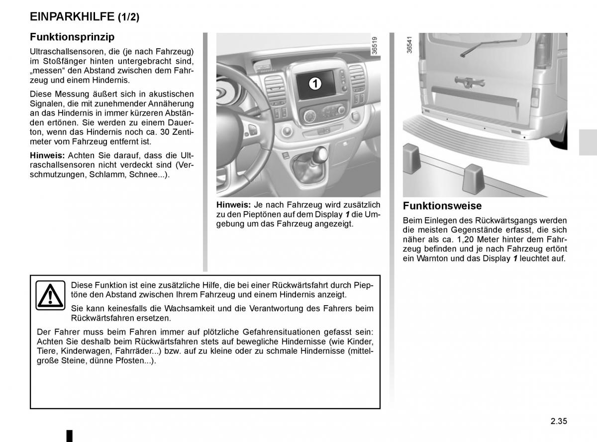 Renault Trafic III 3 Handbuch / page 155