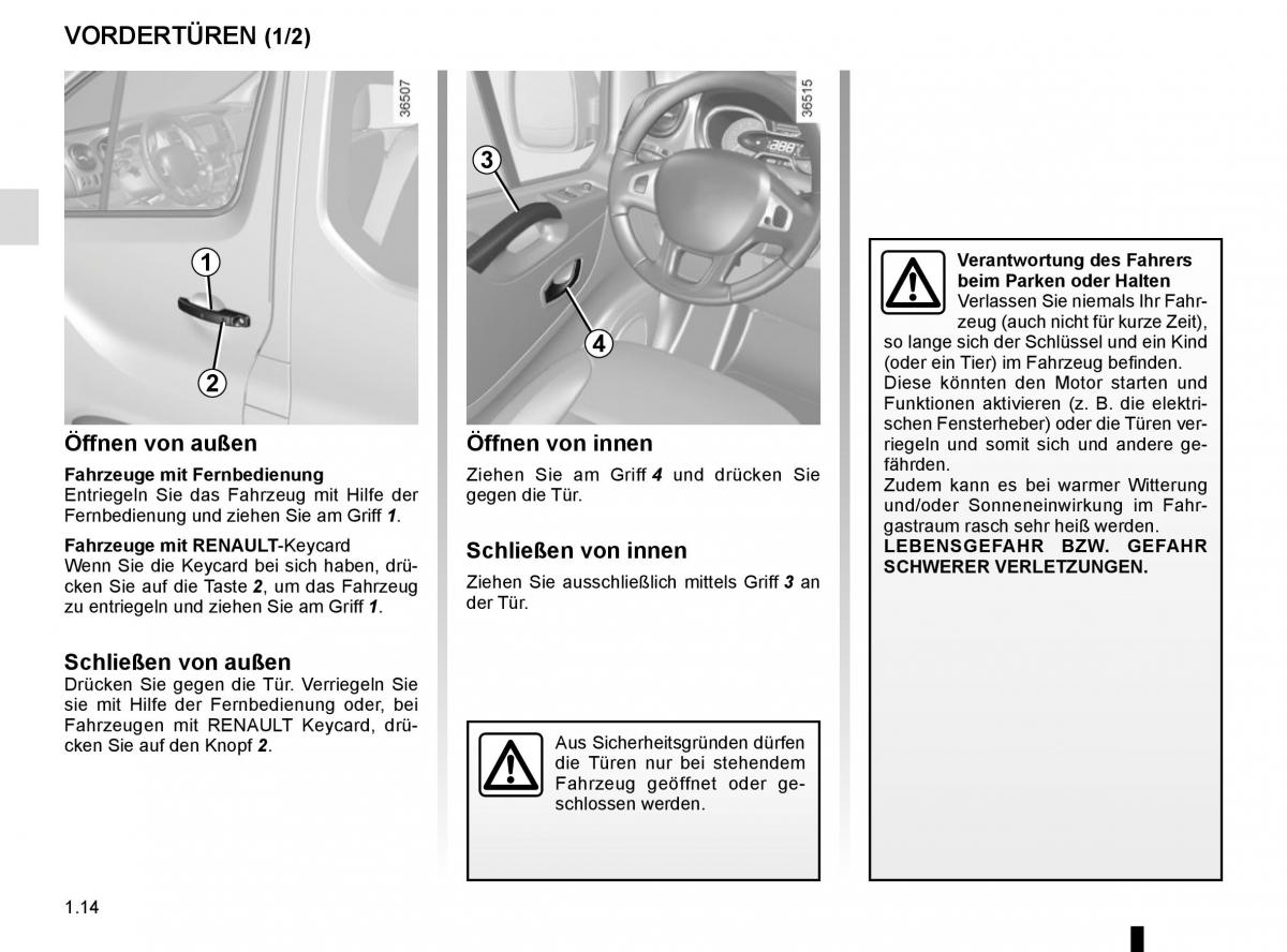 Renault Trafic III 3 Handbuch / page 20