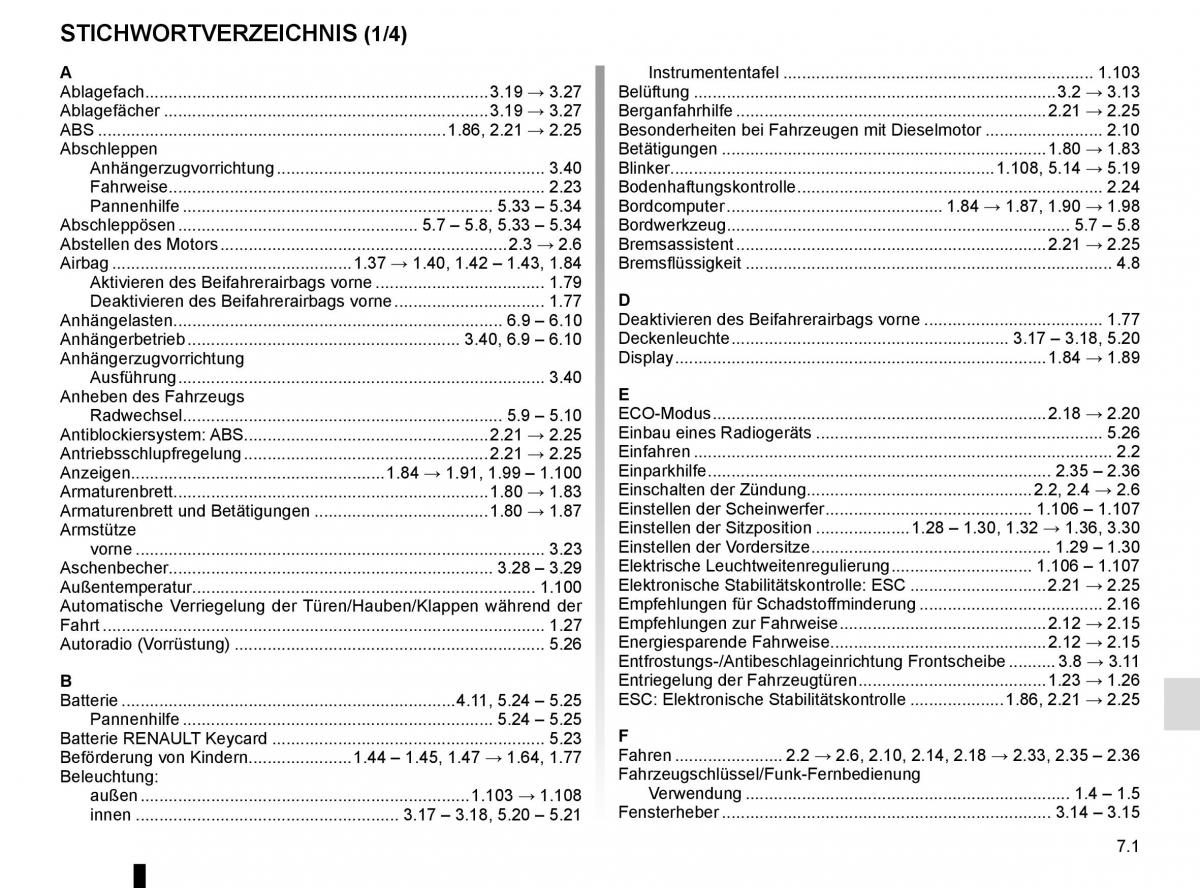 Renault Trafic III 3 Handbuch / page 281