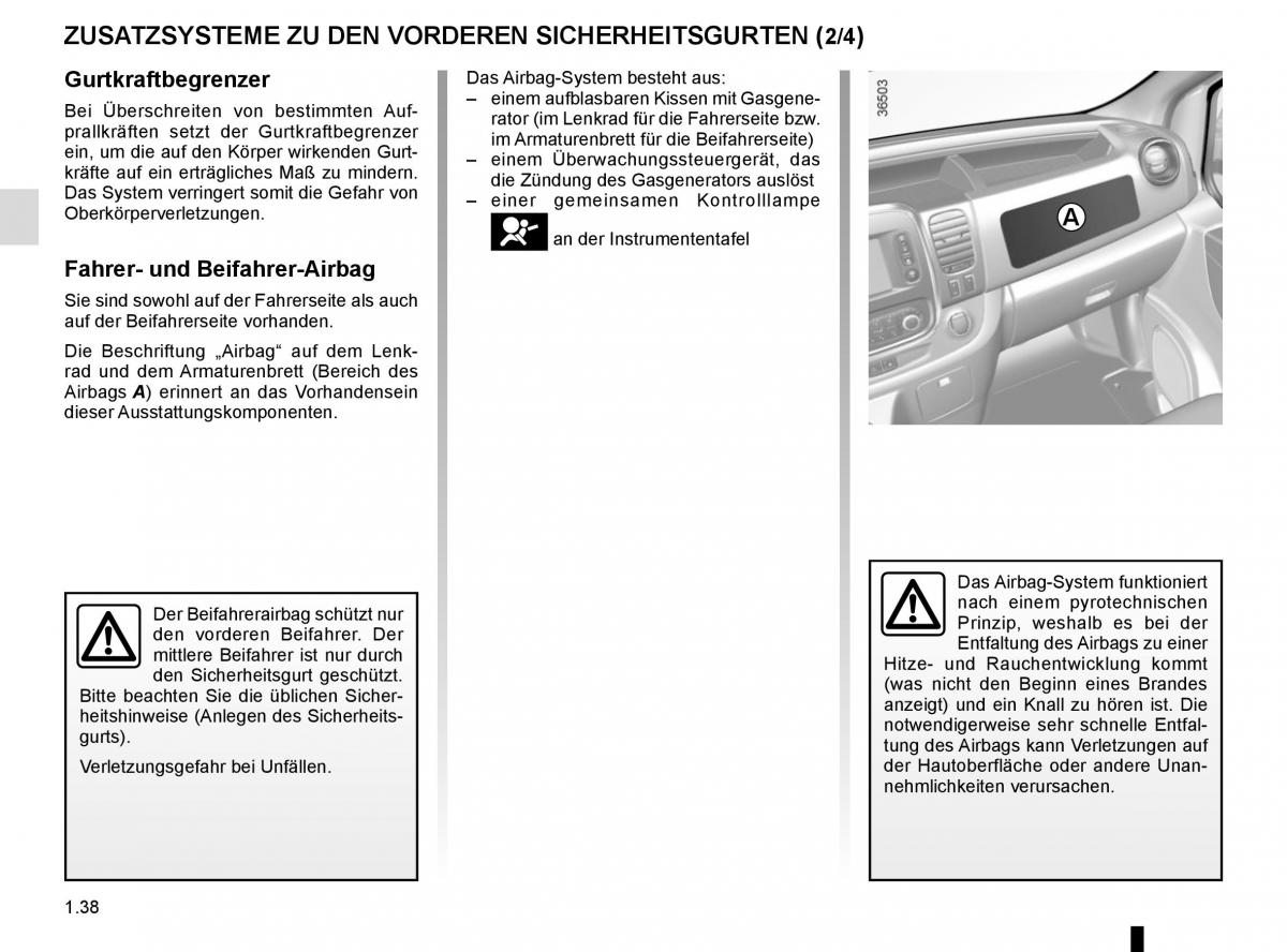 Renault Trafic III 3 Handbuch / page 44