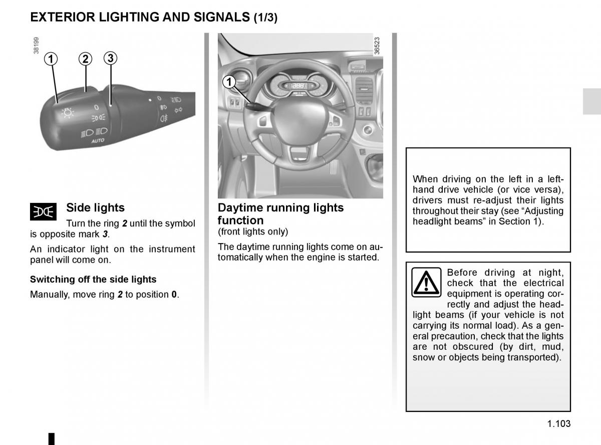 Renault Trafic III 3 owners manual / page 109