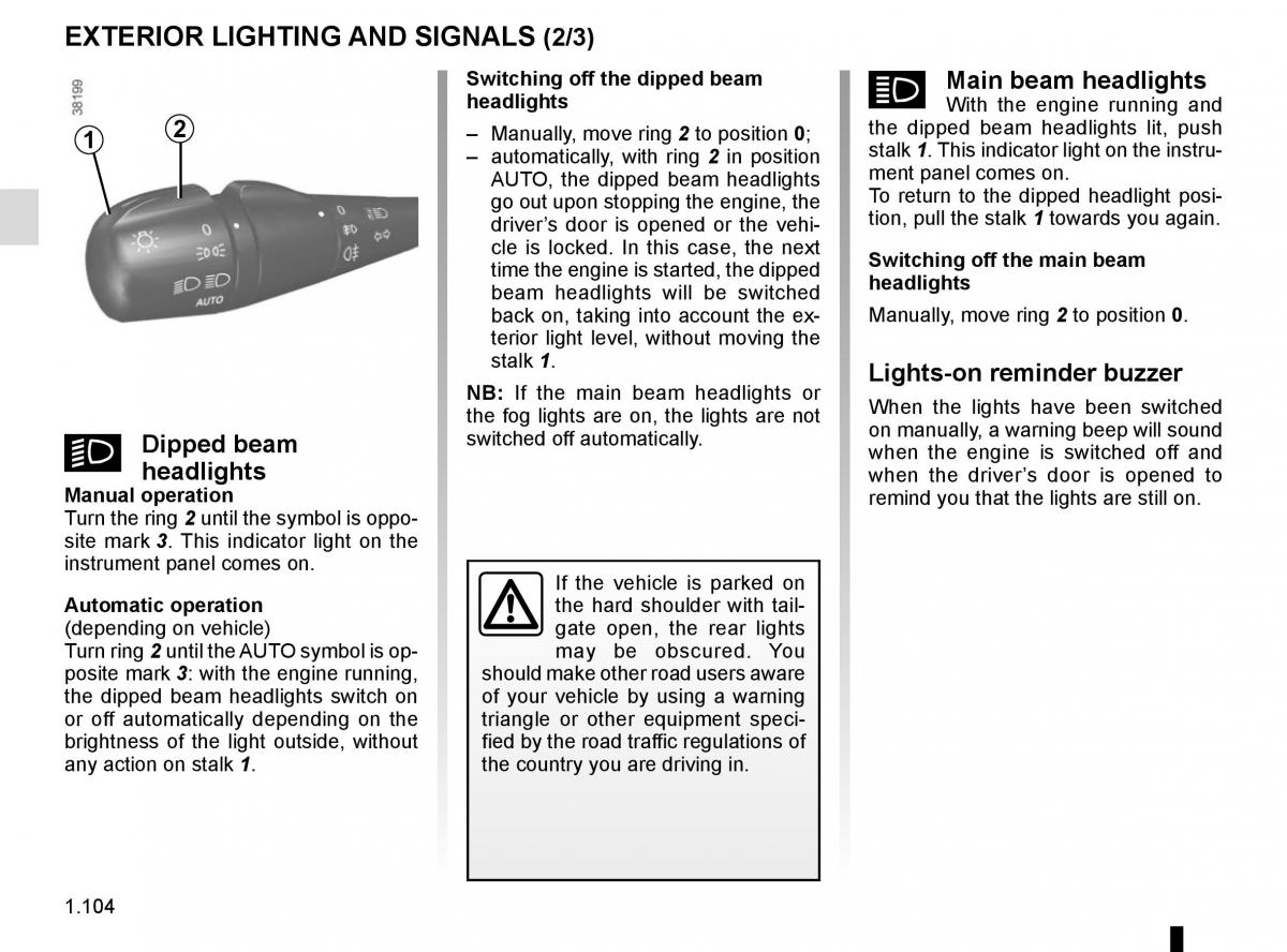 Renault Trafic III 3 owners manual / page 110