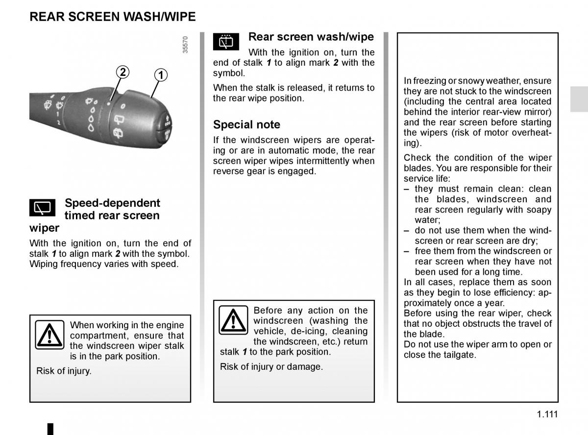 Renault Trafic III 3 owners manual / page 117