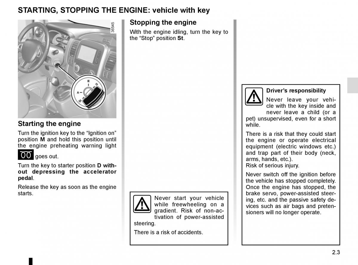 Renault Trafic III 3 owners manual / page 127