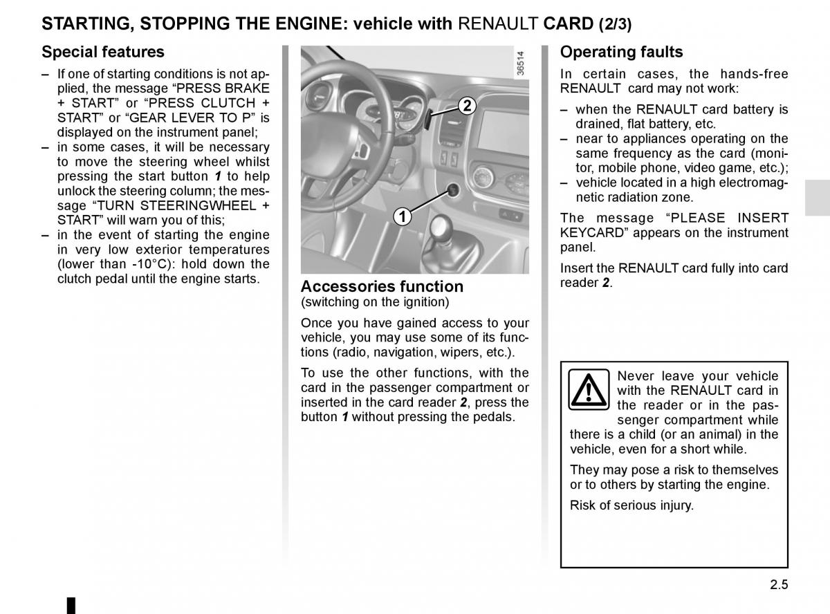 Renault Trafic III 3 owners manual / page 129