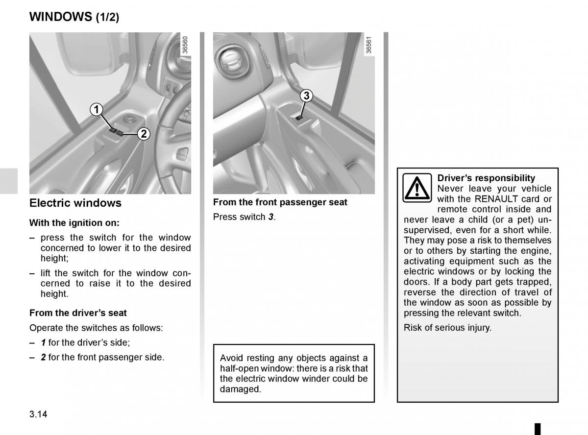 Renault Trafic III 3 owners manual / page 176