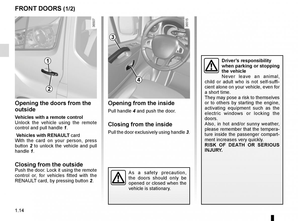 Renault Trafic III 3 owners manual / page 20