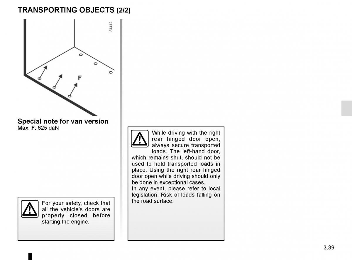 Renault Trafic III 3 owners manual / page 201