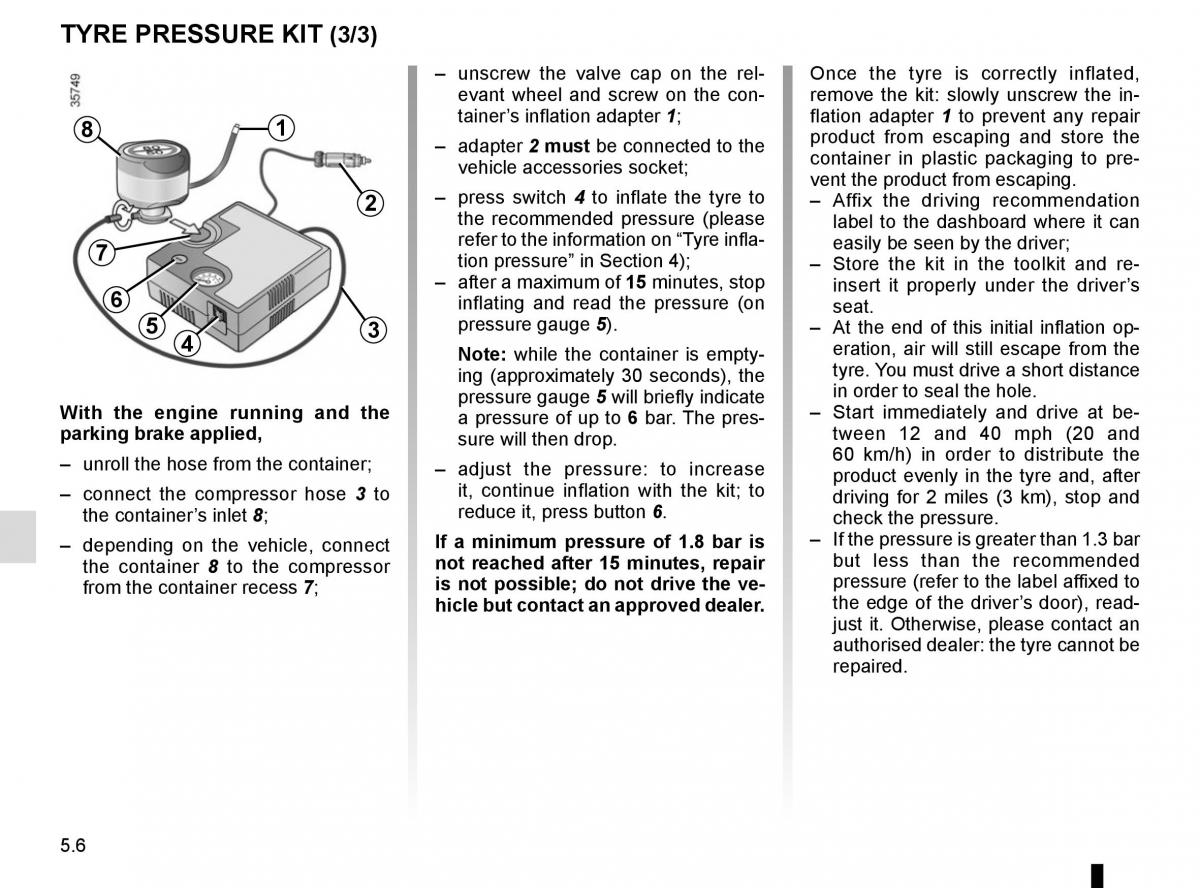 Renault Trafic III 3 owners manual / page 226