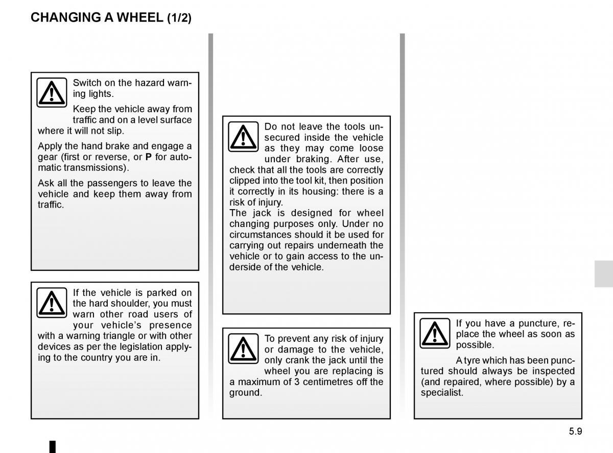 Renault Trafic III 3 owners manual / page 229