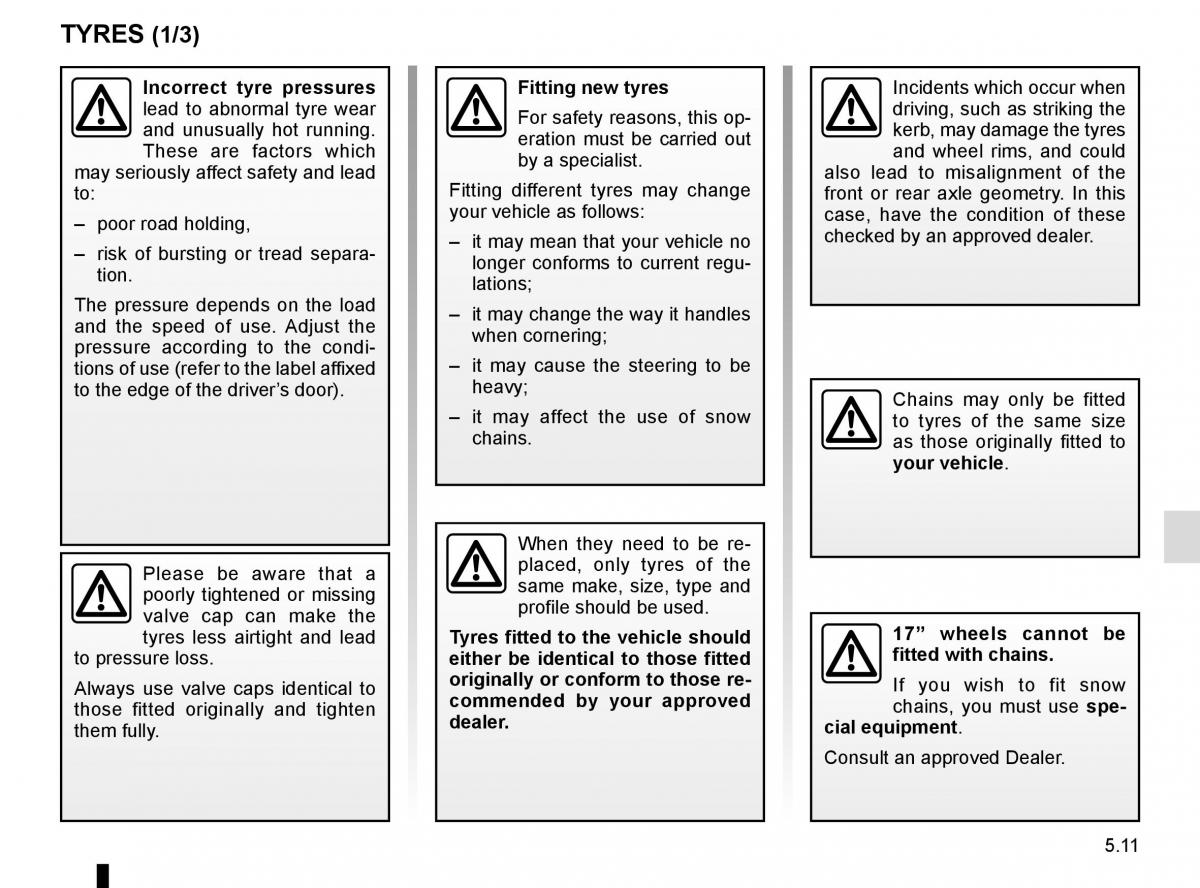 Renault Trafic III 3 owners manual / page 231