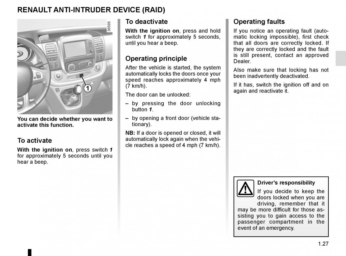 Renault Trafic III 3 owners manual / page 33