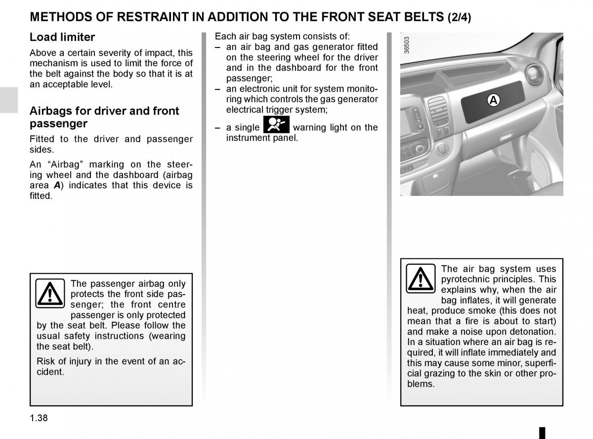 Renault Trafic III 3 owners manual / page 44