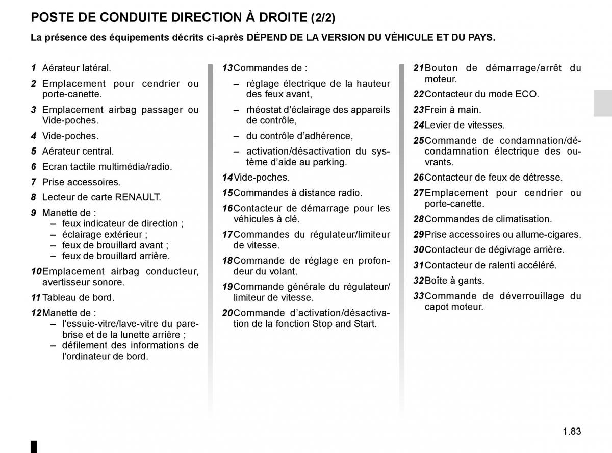 Renault Trafic III 3 manuel du proprietaire / page 89