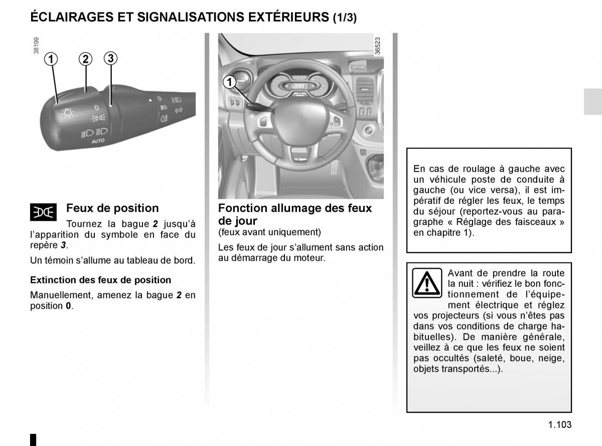 Renault Trafic III 3 manuel du proprietaire / page 109