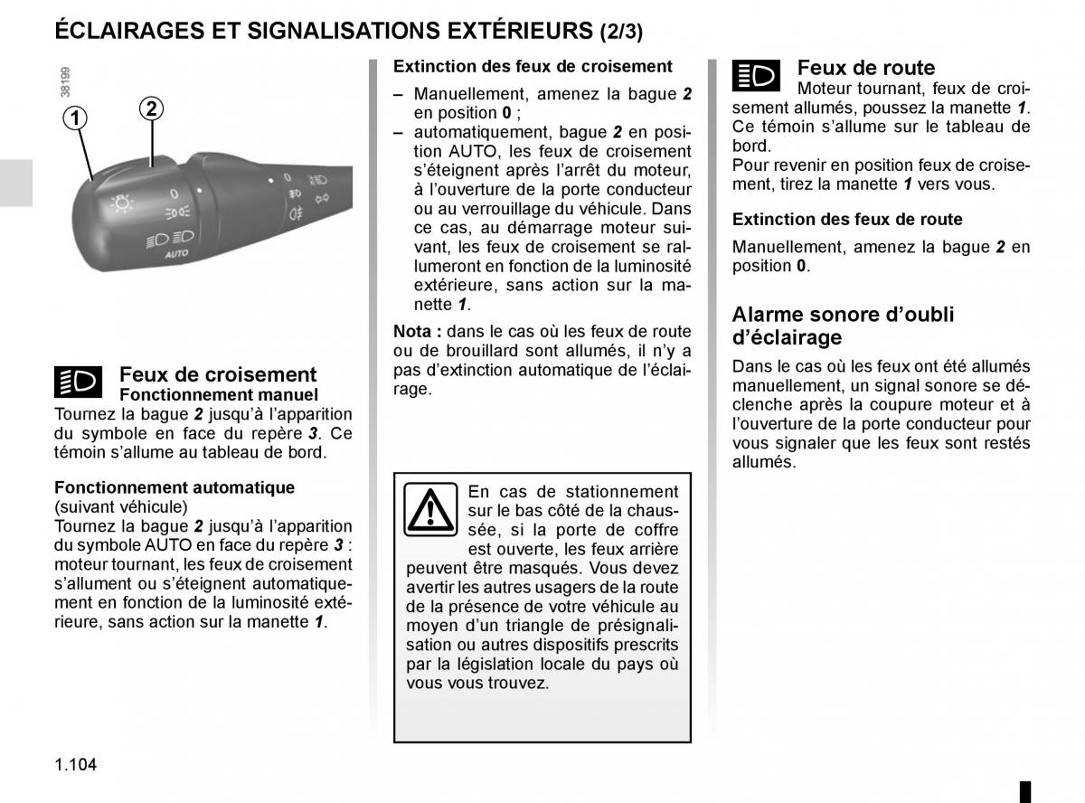 Renault Trafic III 3 manuel du proprietaire / page 110