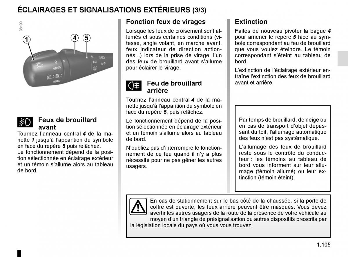 Renault Trafic III 3 manuel du proprietaire / page 111