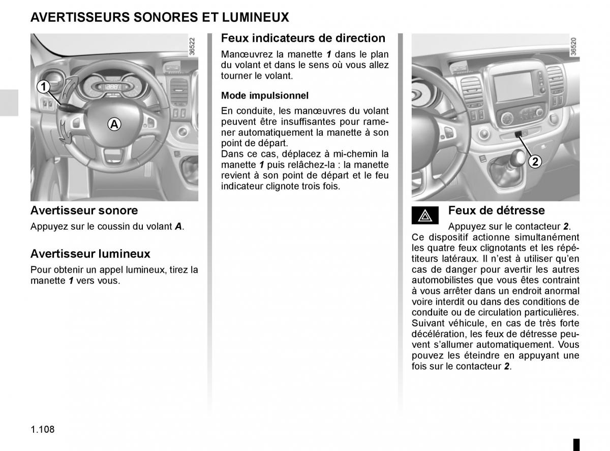 Renault Trafic III 3 manuel du proprietaire / page 114