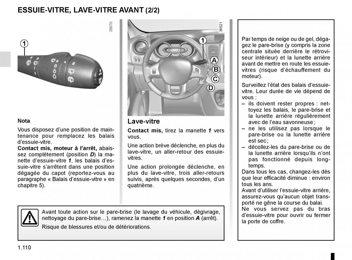 Renault Trafic III 3 manuel du proprietaire / page 116