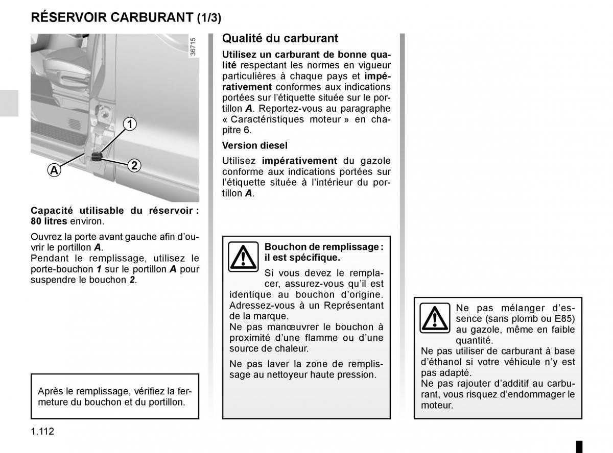 Renault Trafic III 3 manuel du proprietaire / page 118