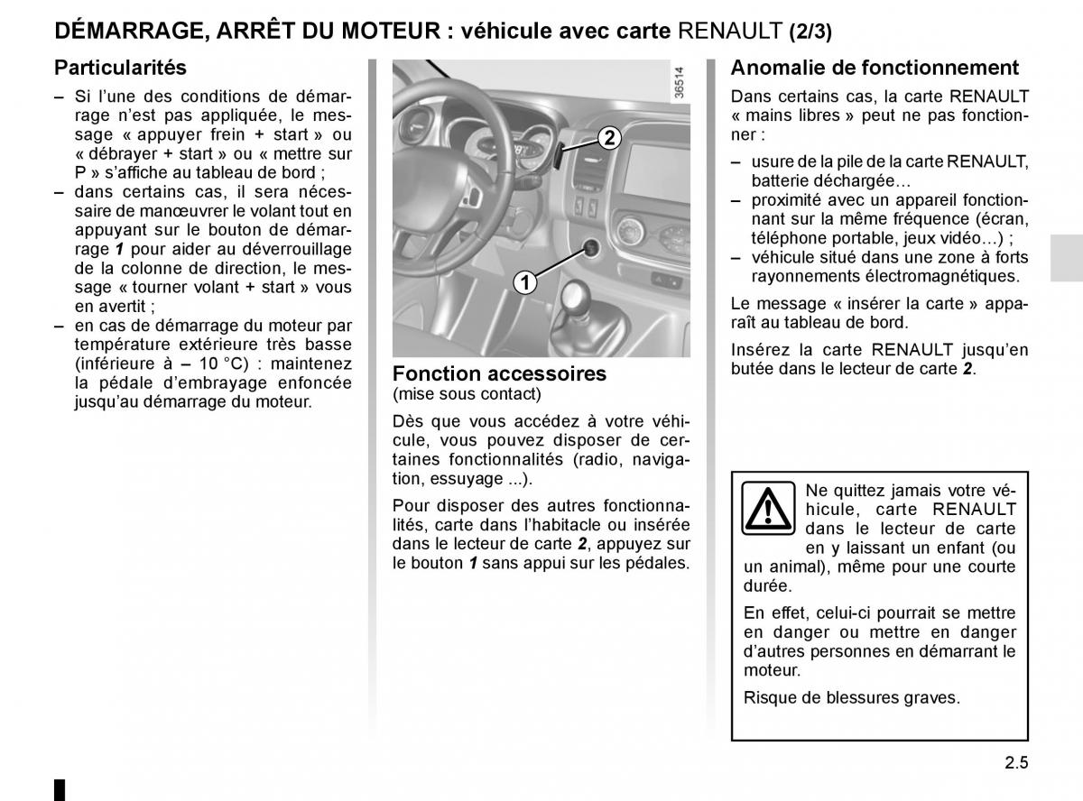 Renault Trafic III 3 manuel du proprietaire / page 129