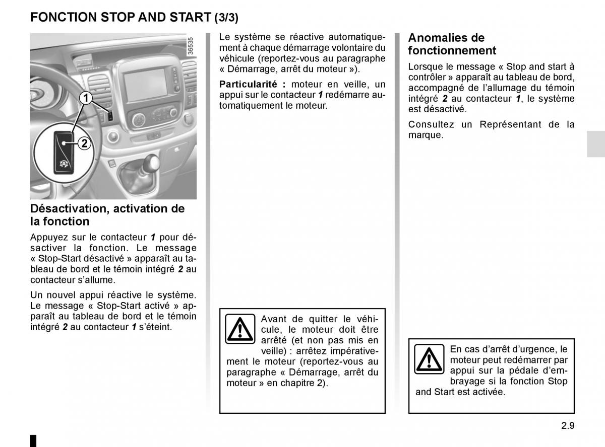 Renault Trafic III 3 manuel du proprietaire / page 133