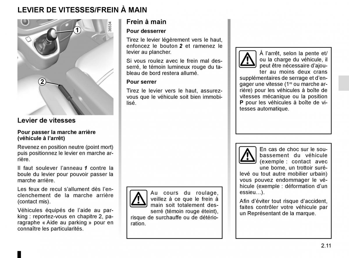 Renault Trafic III 3 manuel du proprietaire / page 135